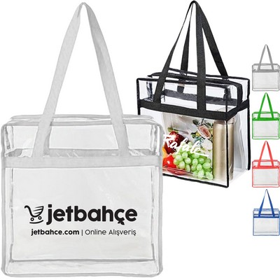 Stadium Approved Clear Transparent PVC Tote Bag (12"x12"x6")