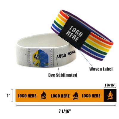 1" Wide Sublimated Elastic Wristband w/ Woven Label