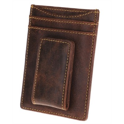 Men's RFID Money Clip Pu Leather Wallet Card Case With ID Window