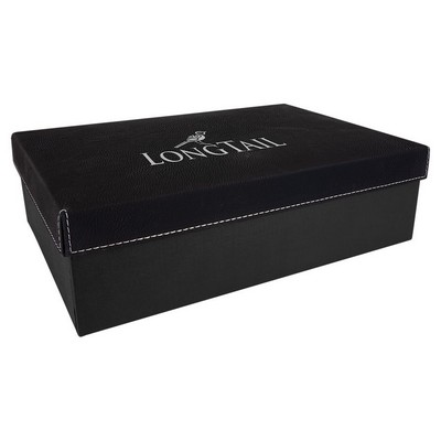 11 3/4" x 7 3/4" Black/Silver Gift Box with Laserable Leatherette Lid