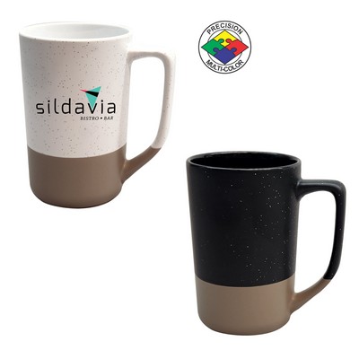 16 Oz. Satin Speckled Black w/Warm Gray Base Tall Phoenix Cafe Mug - Precision Spot Color