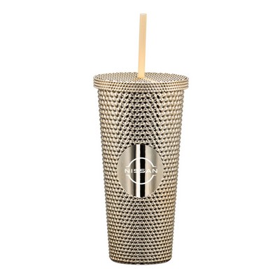 Crenshaw Textured Tumbler w/Straw - 21oz Gold