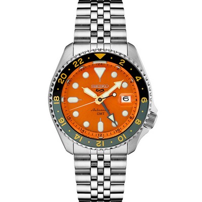 Seiko 5 Sports SS Automatic GMT Orange Dial