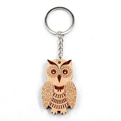 Owl Shape Wooden Keychain