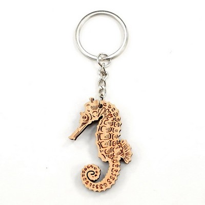 Sea Horse Shape Wooden Keychain