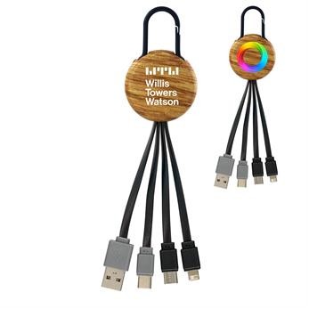 Wood Grain Clip Dual Input 3 in 1 Charging Cable