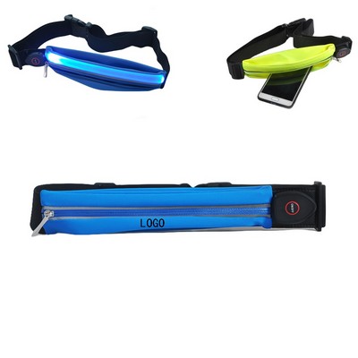 LED Waist Belt Pouch with USB Rechargeable Light