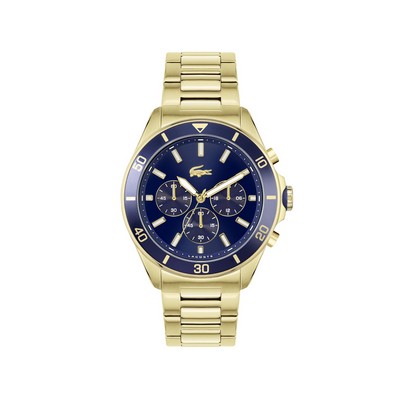 Lacoste™ Tie Breaker Gents Gold Steel Watch w/Blue Chrono Dial