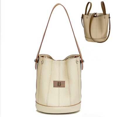 Genuine Leather Bucket HandBag Tote Bag For Women