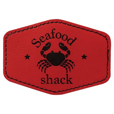 Hex Engraved Patch with Adhesive, Red Faux Leather, 3 1/2" x 2 1/2"