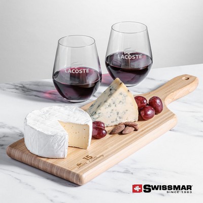 Swissmar® Bamboo Board & 2 Reina Stemless Wine