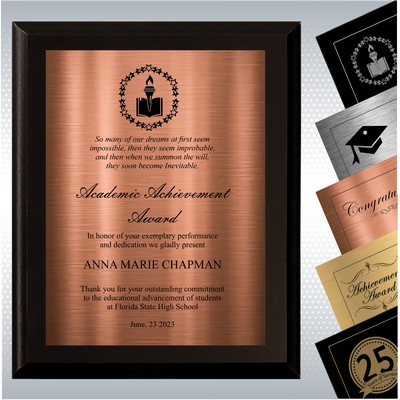 Black Matte Finish Wood Plaque Academic Achievement Award (10.5 x 13")