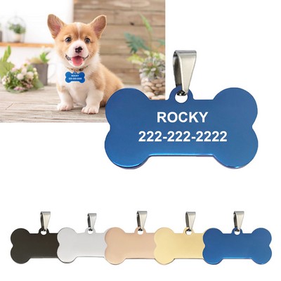 Stainless Steel Bone-Shaped Pet Tag Dog Tag - Durable and Stylish