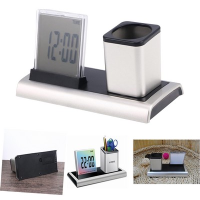 Pen Holder Thermometer Alarm Clock