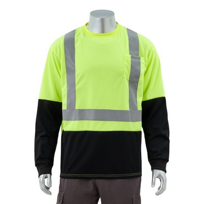 Hi Vis Class 2 - 3.8 Oz. Polyester Color Block Reflective Tape Safety T-Shirt With Pocket