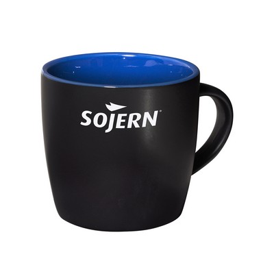 12 oz. Riviera Ceramic Mug - Black w/ Blue Interior