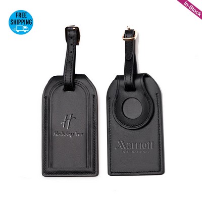 Genuine Leather Luggage Tags With Airtag Holder