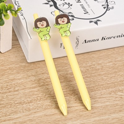 Personnel Retractable Ballpoint Pen Plate Clip Girl Shape