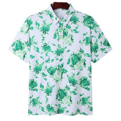 Elegant Hawaiian-Style Men's Golf Polo Shirt