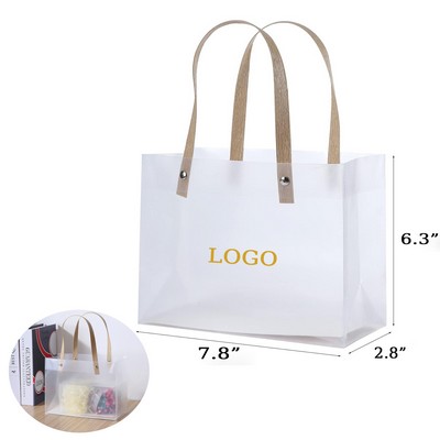 Clear Frosted Plastic Gift Bag With Handle