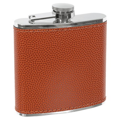 6 oz. Basketball Laserable Leatherette Stainless Steel Flask