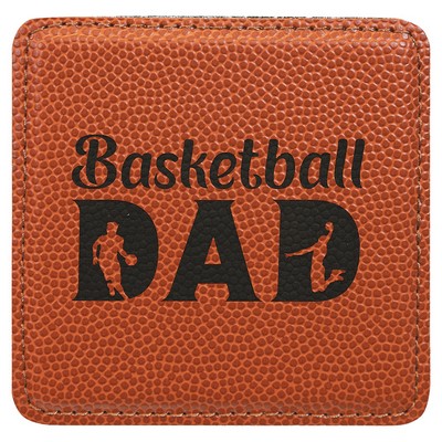 4" x 4" Square Basketball Laserable Leatherette Coaster