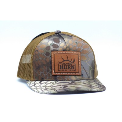 Richardson 112PFP Printed Five Panel Structured Trucker Hat with Leather Patch