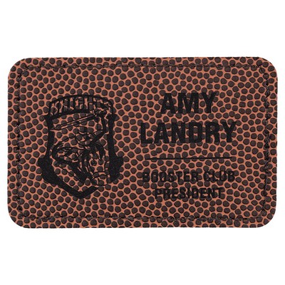 Rectangle Engraved Football Patch with Adhesive, Faux Leather, 3" x 2"