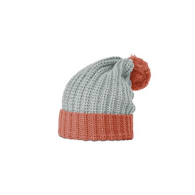 143 Chunk Cable Beanie With Cuff & Pom