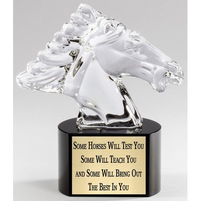 Crystal Horse Head Award, 5 1/2"H