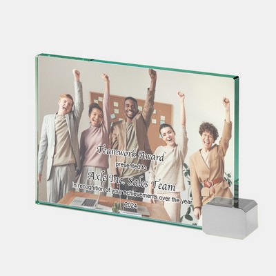 Color Photo Imprinted Jade Achievement Award with Chrome Rectangle (S)