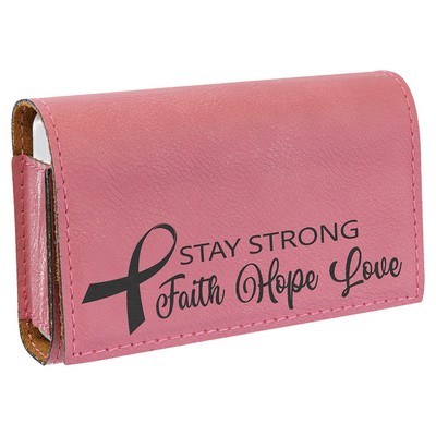 Faux Leather Pill Box, Pink, 4 3/4" x 3 1/8"