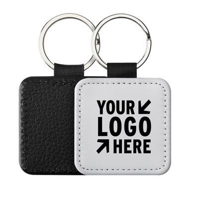 Square Doublesided PU Keychain with Metal Plate