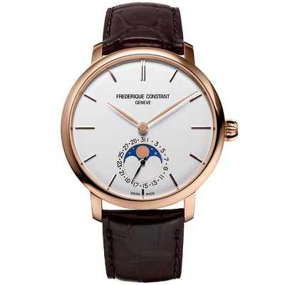 Frederique Constant® Men's Manufacture Brown Genuine Alligator Strap Watch w/Silver-Tone Dial