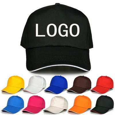 Casual Cotton Twill Baseball Cap w/ 5-Panel Sandwich Visor