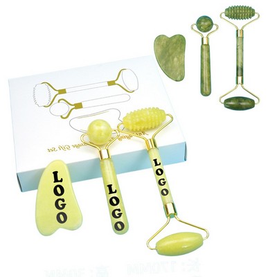 3-Piece Jade Gua Sha and Facial Roller Kit