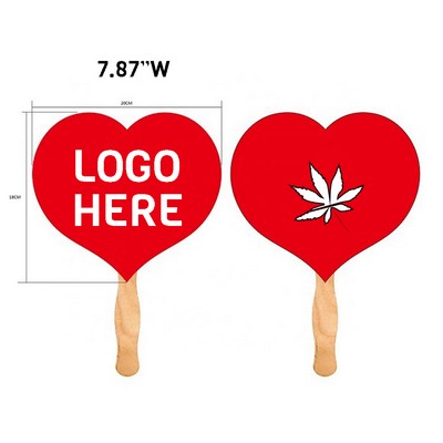 Full Color Imprint Heart Sandwiched Hand Fan (2 Side)