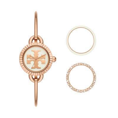 Tory Burch Ladies' Miller Rose Gold-Tone Stainless Steel Bangle Watch Gift Set