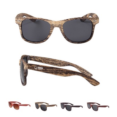 Adult Wood Tone Sunglasses - Brown/Black Lens