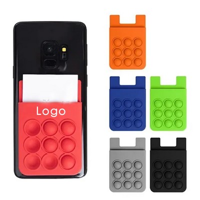 Silicone Phone Wallet With Popper Stress Reliever