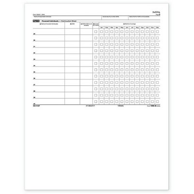 Affordable Care Act 1095B Health Coverage Continuation Laser Sheet