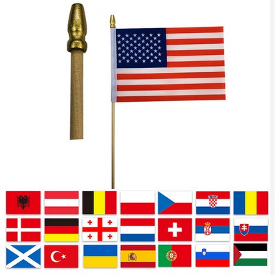 4"x6" Custom Polyester Mini Hand Held Waving Stick Flag