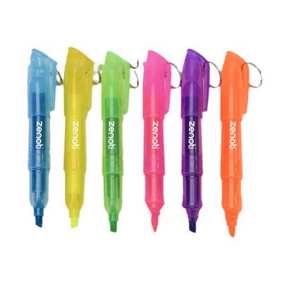 Mini Colored Highlighters Chisel Tip with Keychain Ring