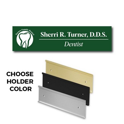 Green Name Plate and Wall Sign Holder-Plastic Etches to White - 2x10. No Minimums