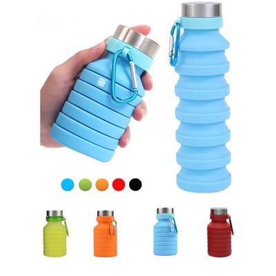 18Oz Silicone Collapsible Sports Drinking Water Bottle