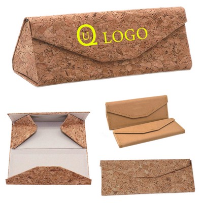 Cork Triangular Folding Eyeglasses Case