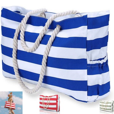 Large Waterproof Beach Tote Bag with Zipper