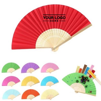 Portable Foldable Bamboo Paper Fan for Travel and Outdoor Use