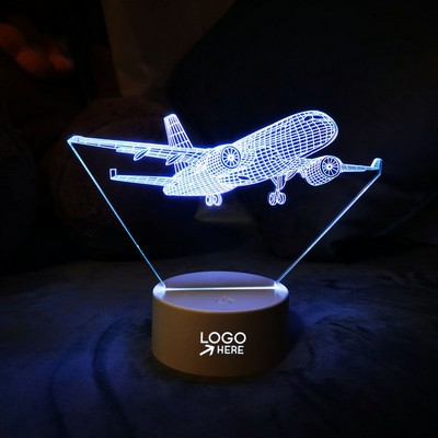 3D Led Airplane Illusion Lamp With Base