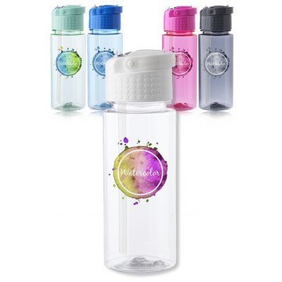 Transparent Plastic Water Bottle with Carrying Handle 17 oz